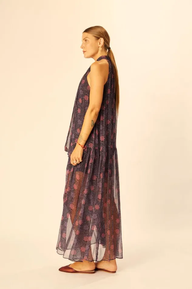 Natalie Martin INDIANA MAXI Snowflake Aubergine Shop Dresses