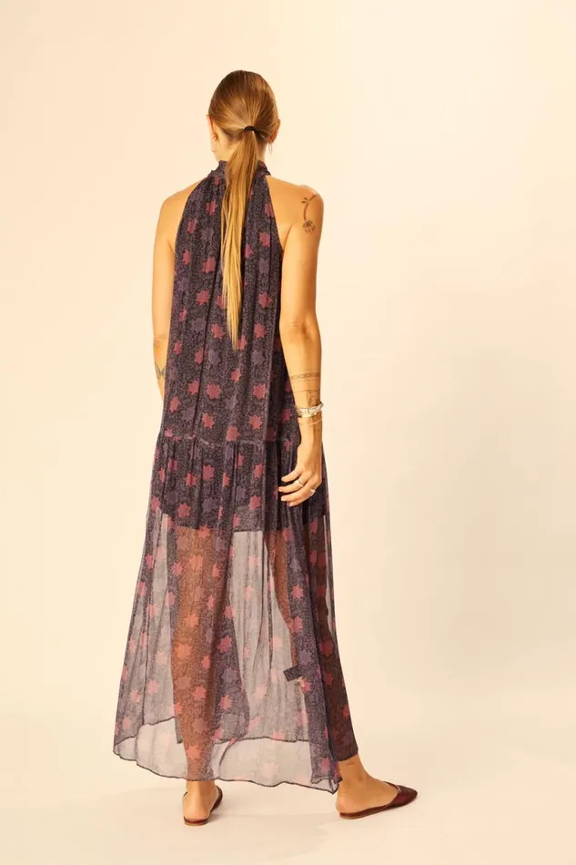 Natalie Martin INDIANA MAXI Snowflake Aubergine Shop Dresses