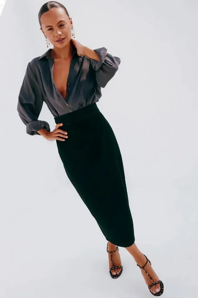 Never Fully Dressed Black Denim Jaspre Skirt Women Denim