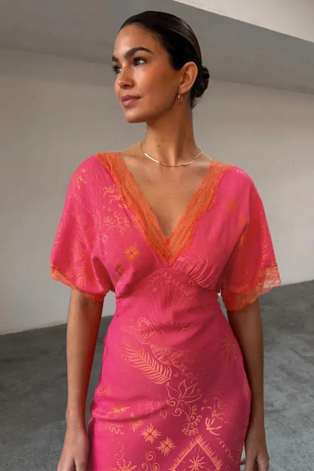 Never Fully Dressed Pink Safari Thea Maxi Dress Women Newness