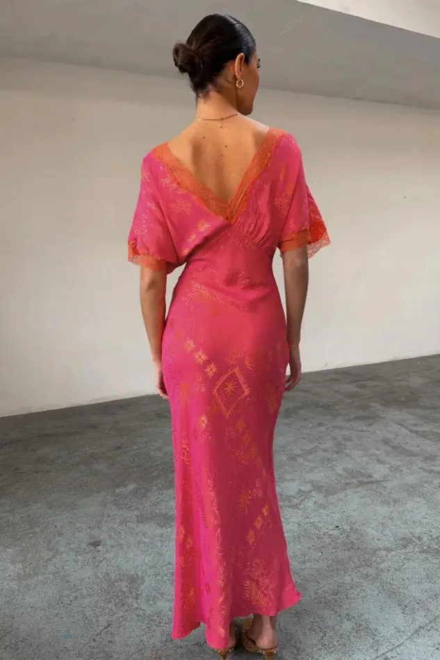 Never Fully Dressed Pink Safari Thea Maxi Dress Women Newness