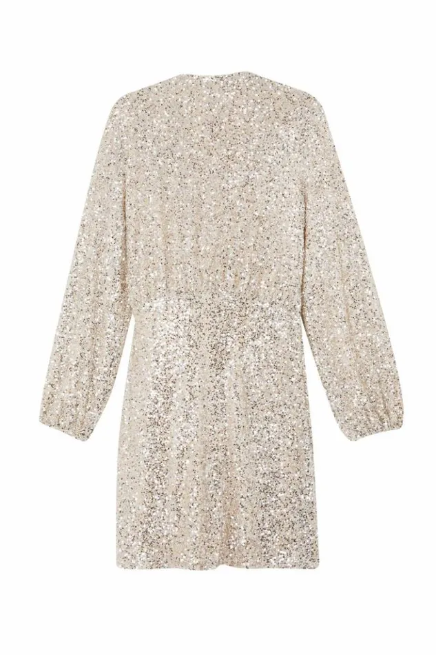 Never Fully Dressed Silver Sequin Mini Vienna Wrap Dress Women Sequins