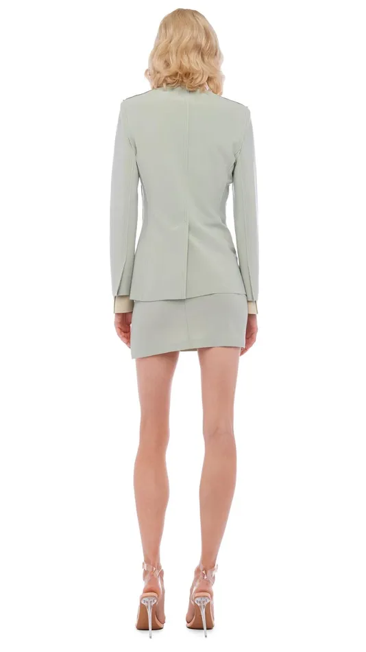 Norma Kamali Bottoms SIDE SLIT MINI SKIRT Dried Sage 8211 Clothing