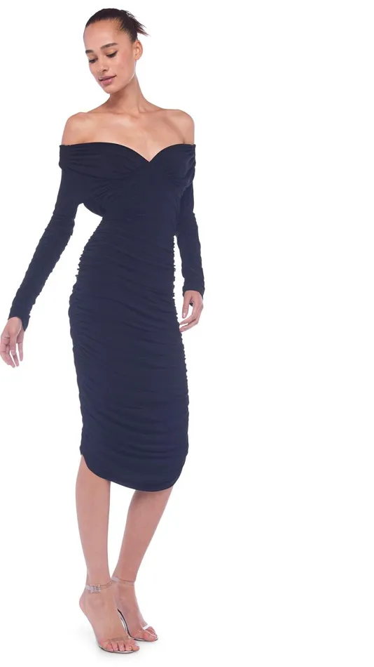 Norma Kamali Dresses LONG SLEEVE TARA DRESS Black 8211 Clothing