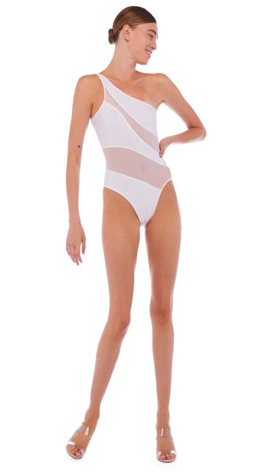 Norma Kamali Swimwear SNAKE MESH MIO Snow White 8211 Clothing