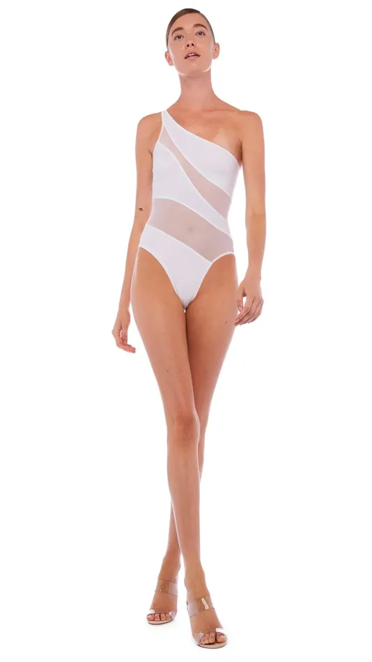 Norma Kamali Swimwear SNAKE MESH MIO Snow White 8211 Clothing