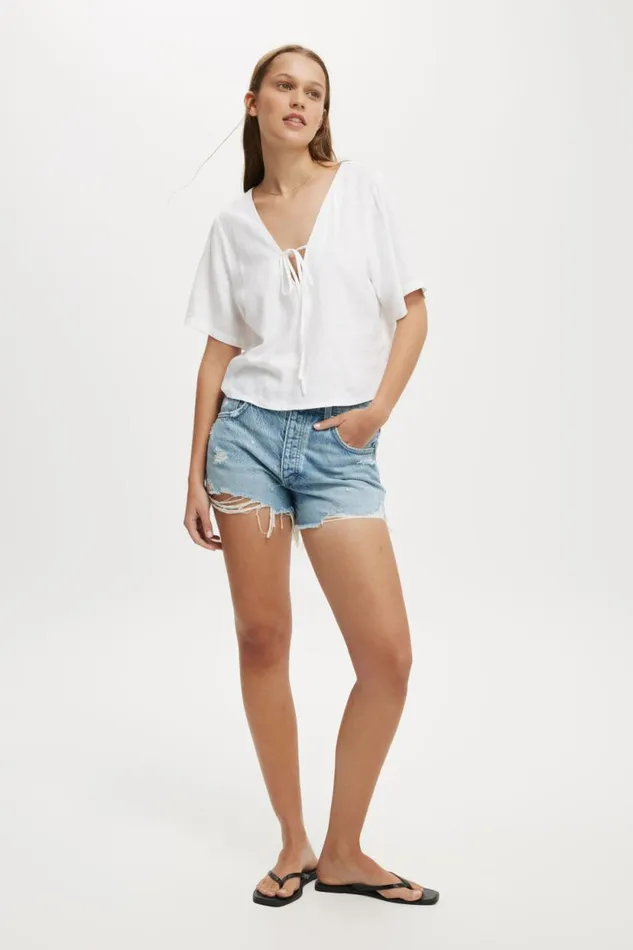 Original Cut Off Denim Short Breeze Blue Destroy Women Cotton On Shorts Original Cut Off Denim Short Breeze Blue Destroy Women Cotton On Shorts