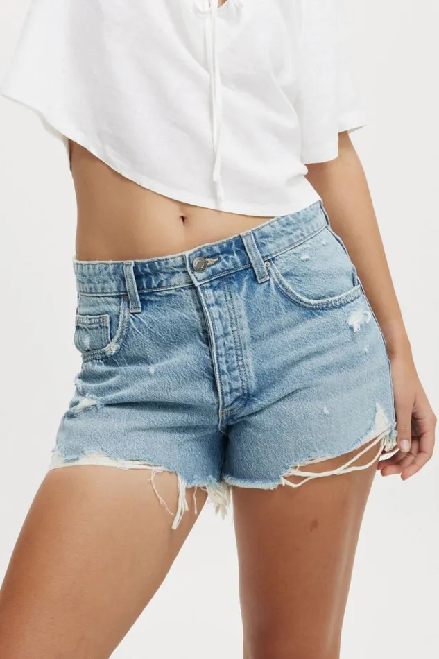 Original Cut Off Denim Short Breeze Blue Destroy Women Cotton On Shorts Original Cut Off Denim Short Breeze Blue Destroy Women Cotton On Shorts