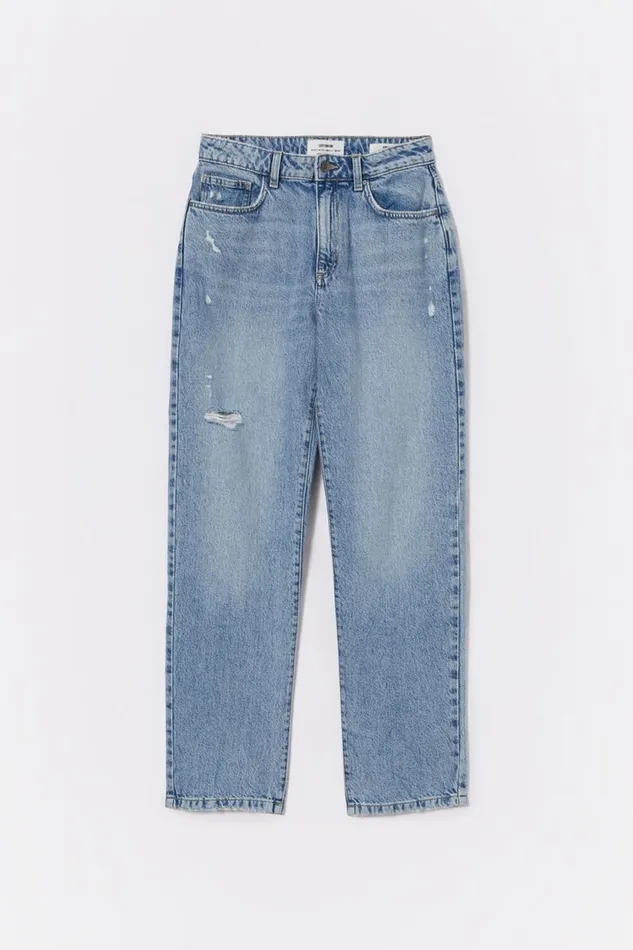 Original Straight Jean Breeze Blue Worn Women Cotton On Pants
