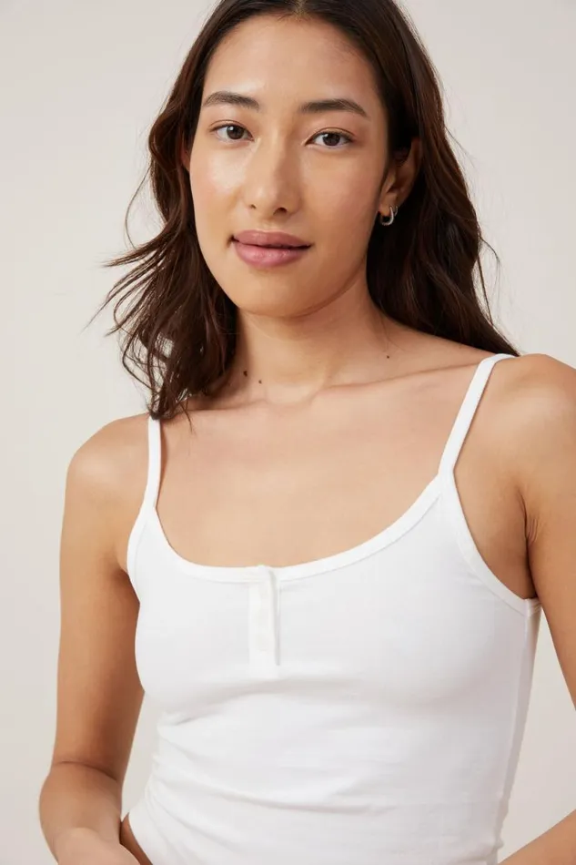 Peached Jersey Henley Cami Coconut Milk Women Cotton On Tops