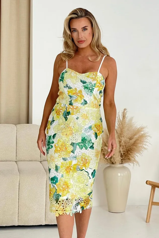 Poppy Green Floral Lace Midi Dress Women Girl In Mind Lace Dresses