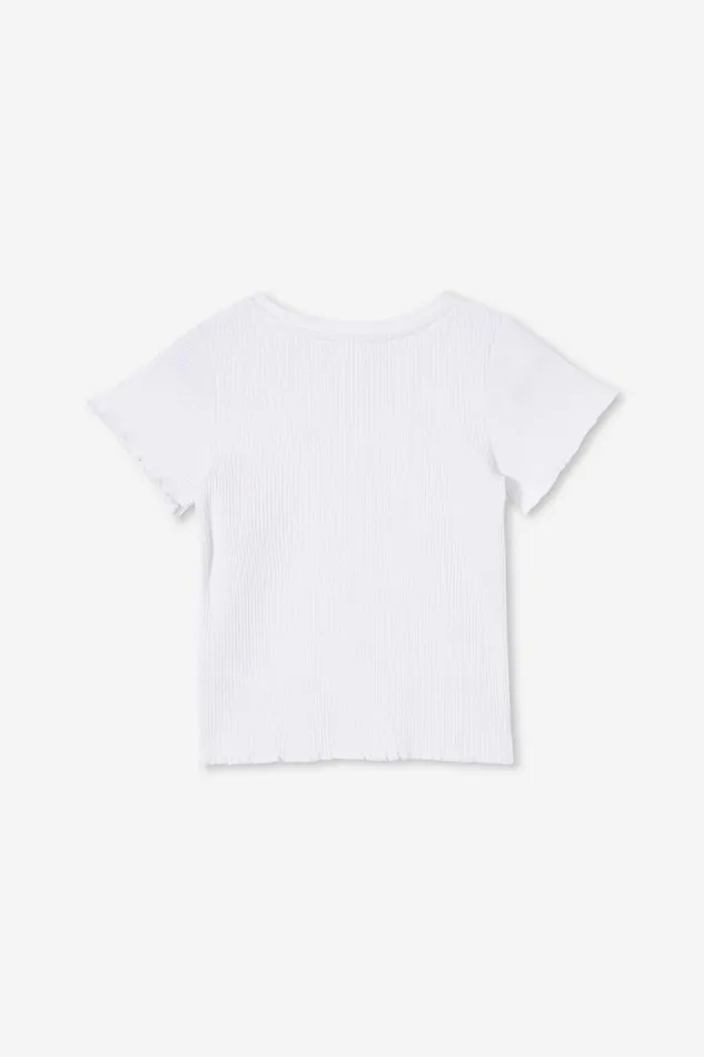 Raya Rib Baby Tee White Rib Girls Cotton On Tops and TShirts Raya Rib Baby Tee White Rib Girls Cotton On Tops and TShirts
