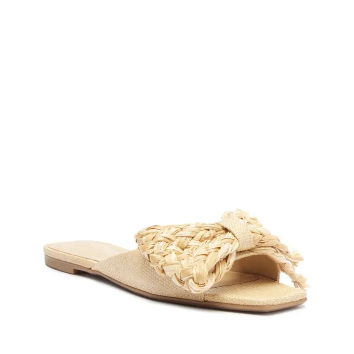Schutz Shoes Flats Lienne Straw Flat Sandal Beige 8211 Women