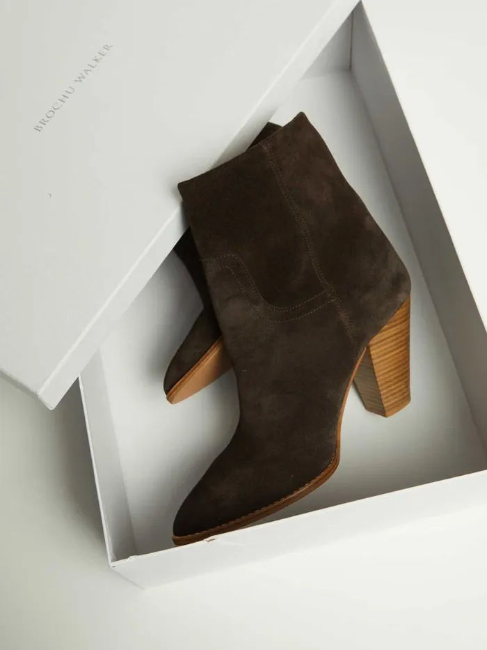 Shop Brochu Walker Shoes The Marfa Suede Ankle Boot Saddle Brown