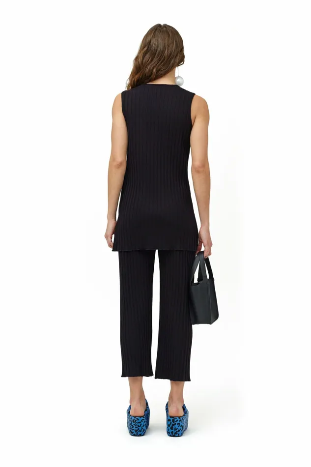 Simon Miller Bottoms Women Wide Crop Rib Alder Pant Black Simon Miller Bottoms Women Wide Crop Rib Alder Pant Black