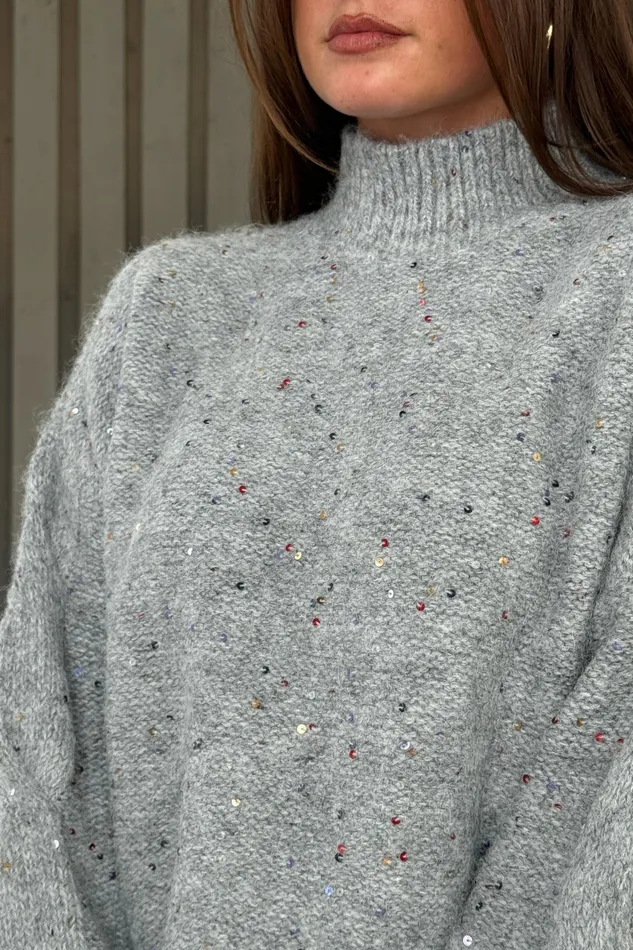 Sonya Grey Speckled Sequin Knit Jumper Women Girl In Mind Knitwear Sonya Grey Speckled Sequin Knit Jumper Women Girl In Mind Knitwear