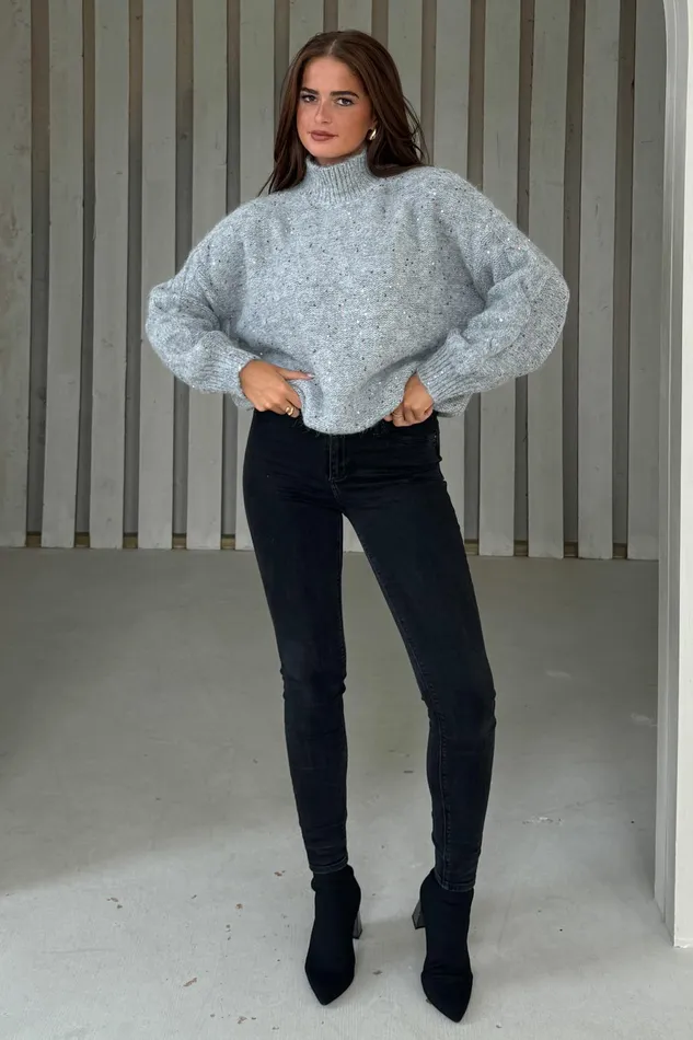 Sonya Grey Speckled Sequin Knit Jumper Women Girl In Mind Knitwear Sonya Grey Speckled Sequin Knit Jumper Women Girl In Mind Knitwear
