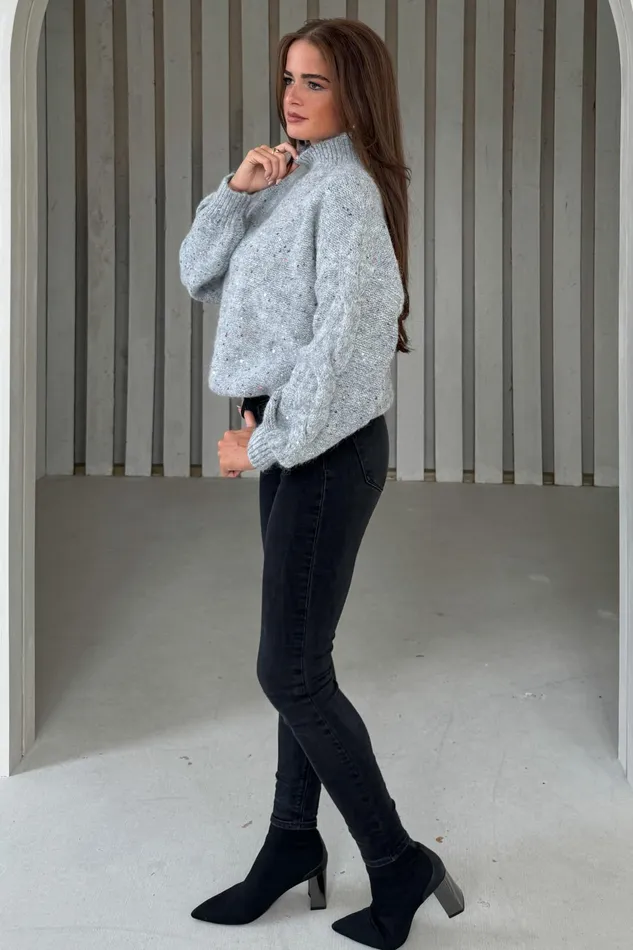 Sonya Grey Speckled Sequin Knit Jumper Women Girl In Mind Knitwear Sonya Grey Speckled Sequin Knit Jumper Women Girl In Mind Knitwear
