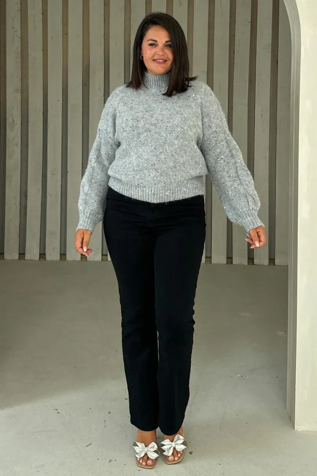 Sonya Grey Speckled Sequin Knit Jumper Women Girl In Mind Knitwear Sonya Grey Speckled Sequin Knit Jumper Women Girl In Mind Knitwear