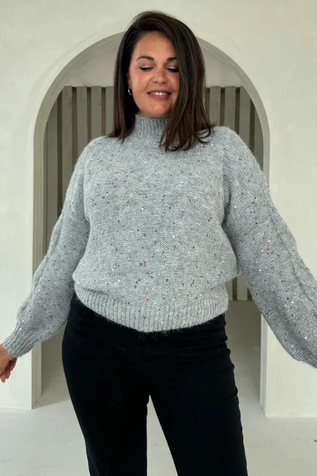 Sonya Grey Speckled Sequin Knit Jumper Women Girl In Mind Knitwear Sonya Grey Speckled Sequin Knit Jumper Women Girl In Mind Knitwear