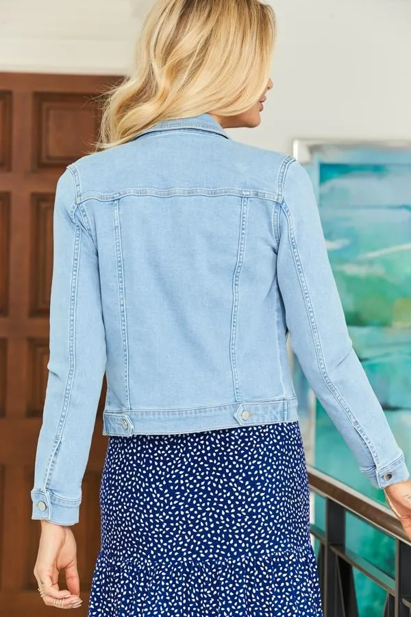 Sosandar Jackets and Coats Women Light Wash Blue Denim Jacket Blue