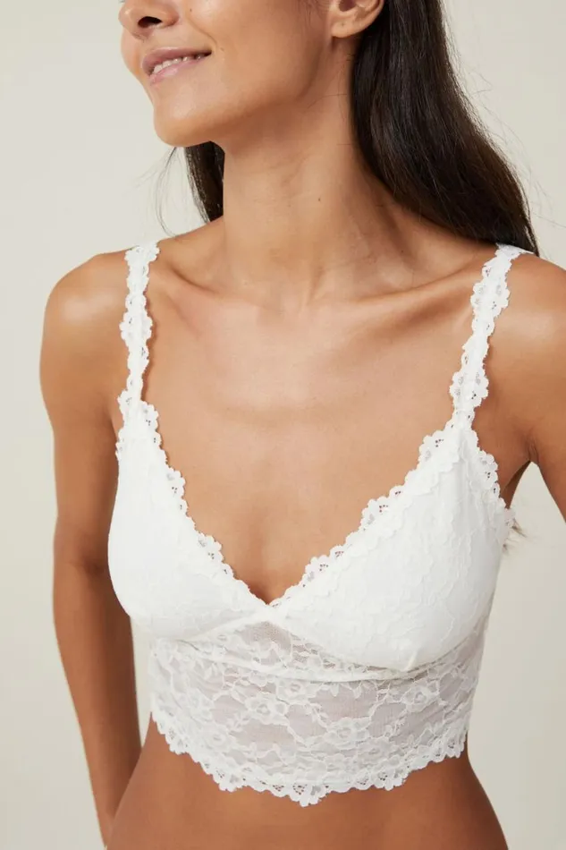 Stretch Lace Longline Bralette Cream Women Cotton On Bras