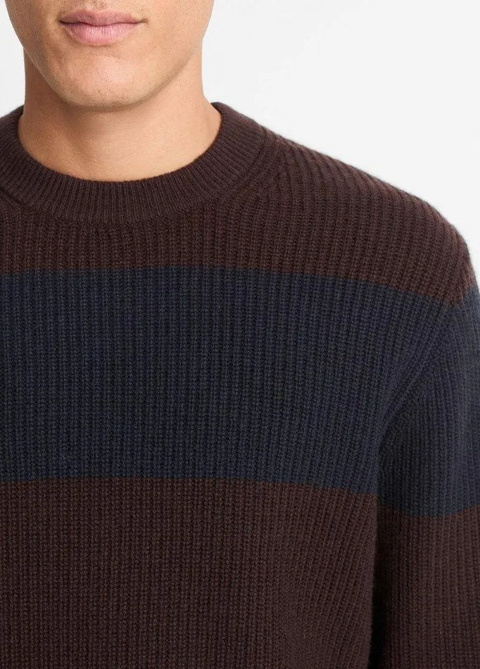 Sweaters Men Vince Striped ShakerStitch WoolCashmere Sweater Oxbloodcoastal Blue Sweaters Men Vince Striped ShakerStitch WoolCashmere Sweater Oxbloodcoastal Blue