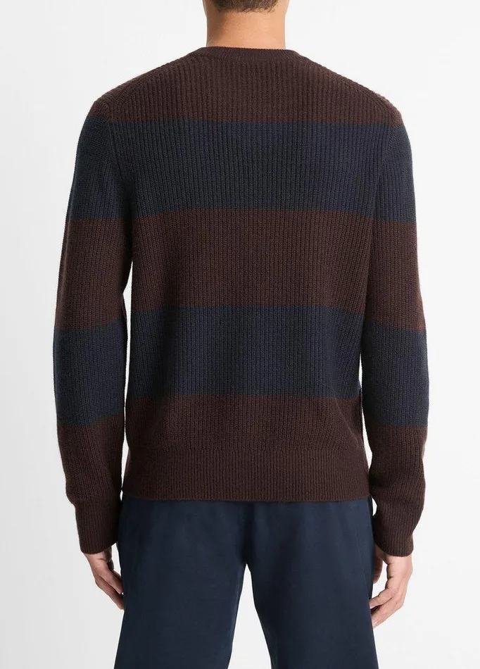 Sweaters Men Vince Striped ShakerStitch WoolCashmere Sweater Oxbloodcoastal Blue Sweaters Men Vince Striped ShakerStitch WoolCashmere Sweater Oxbloodcoastal Blue