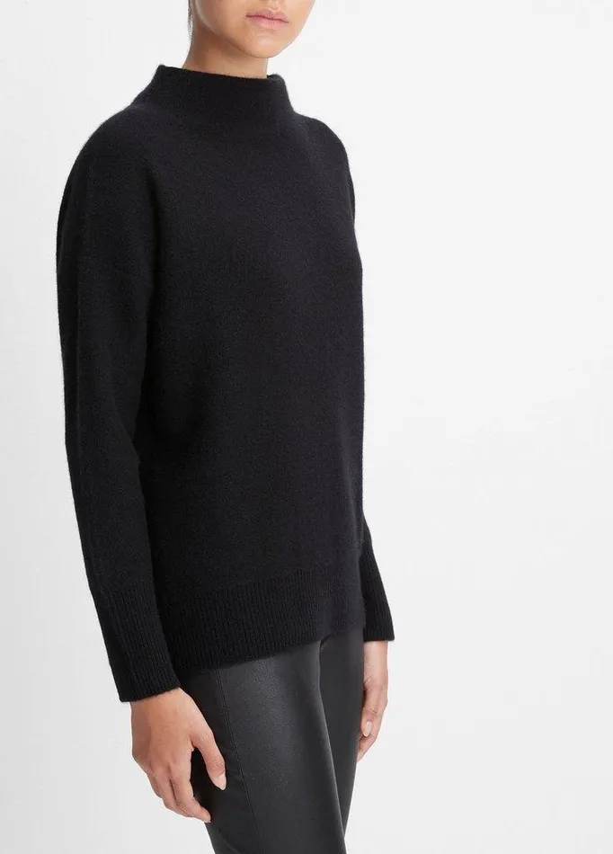 Sweaters Women Vince Plush Cashmere Funnel Neck Sweater Black Sweaters Women Vince Plush Cashmere Funnel Neck Sweater Black