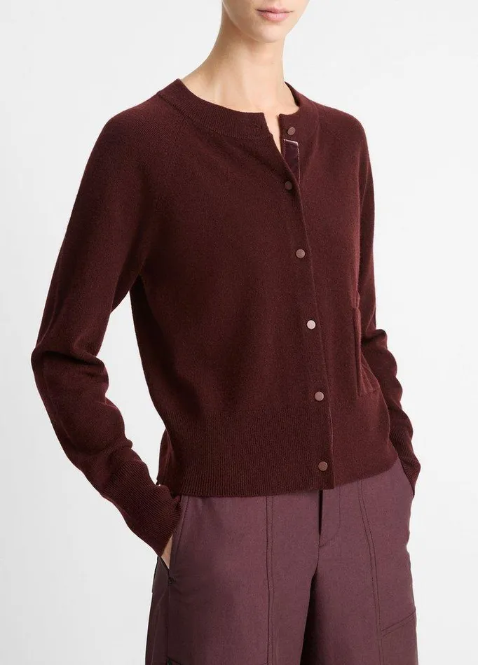 Sweaters Women Vince VelvetTrim WoolBlend Cardigan Black Rose Sweaters Women Vince VelvetTrim WoolBlend Cardigan Black Rose