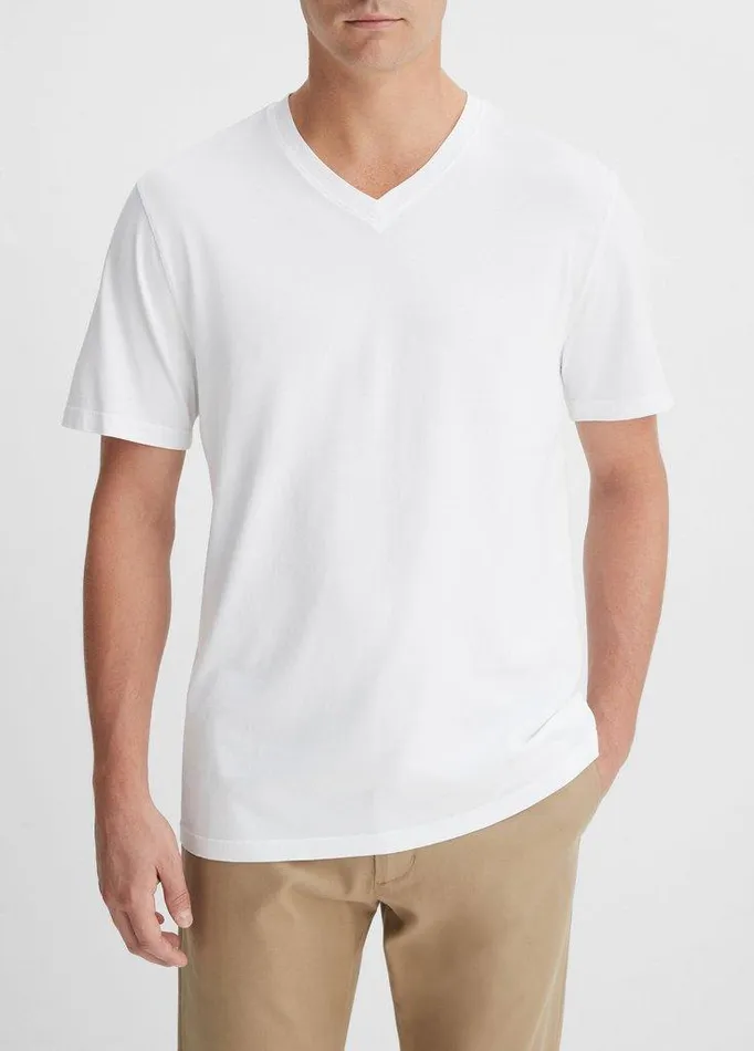 TShirts and Polos Men Vince Garment Dye Short Sleeve VNeck TShirt Optic White TShirts and Polos Men Vince Garment Dye Short Sleeve VNeck TShirt Optic White