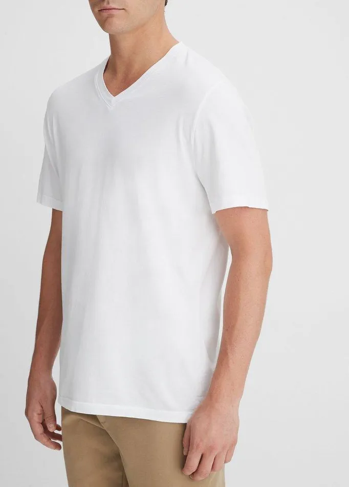 TShirts and Polos Men Vince Garment Dye Short Sleeve VNeck TShirt Optic White TShirts and Polos Men Vince Garment Dye Short Sleeve VNeck TShirt Optic White