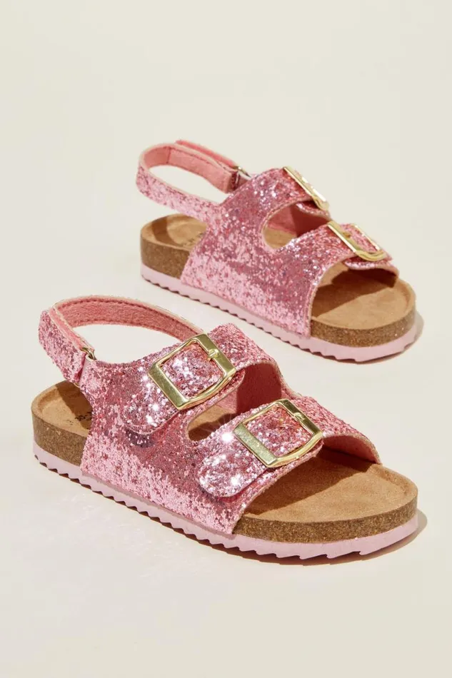 Theo Sandal Pink Chunky Glitter Girls Cotton On Flats and Sandals Theo Sandal Pink Chunky Glitter Girls Cotton On Flats and Sandals