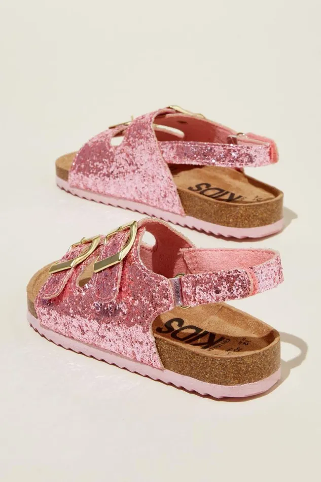 Theo Sandal Pink Chunky Glitter Girls Cotton On Flats and Sandals Theo Sandal Pink Chunky Glitter Girls Cotton On Flats and Sandals
