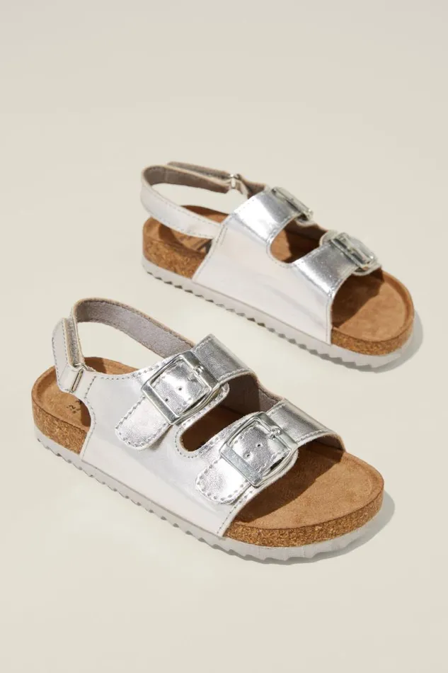 Theo Sandal Silver Metallic Girls Cotton On Flats and Sandals Theo Sandal Silver Metallic Girls Cotton On Flats and Sandals