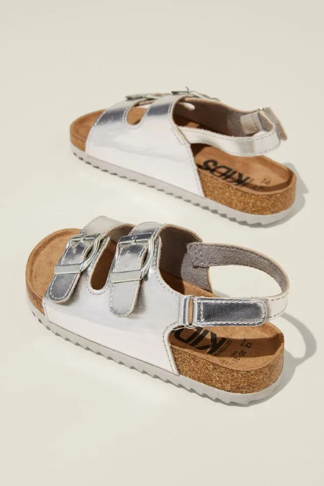 Theo Sandal Silver Metallic Girls Cotton On Flats and Sandals Theo Sandal Silver Metallic Girls Cotton On Flats and Sandals