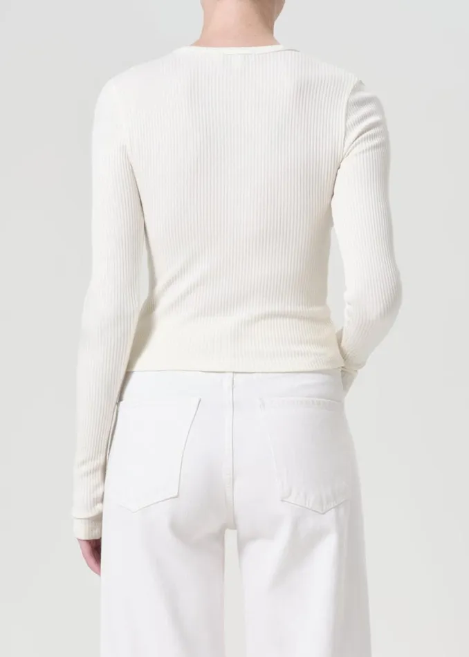 Tops and Bodysuits Women Agolde Alma Shrunken Crewneck In Oat Milk