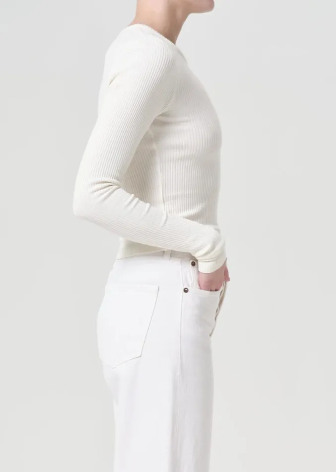 Tops and Bodysuits Women Agolde Alma Shrunken Crewneck In Oat Milk