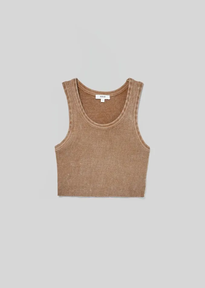 Tops and Bodysuits Women Agolde Cropped Poppy Tank In Bamboo