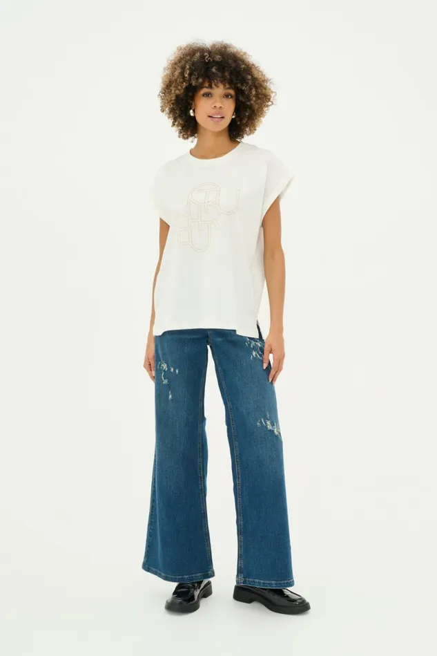 Tops and TShirts Women CULTURE CUwildam Tshirt Spring Gardenia