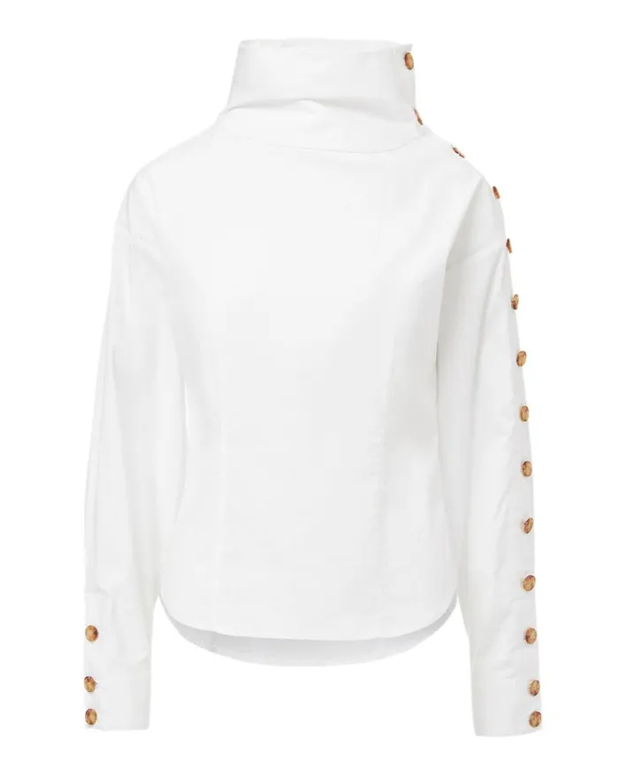 Tops and Tees Shop Veronica Beard Fauri Asymmetrical Poplin Shirt White