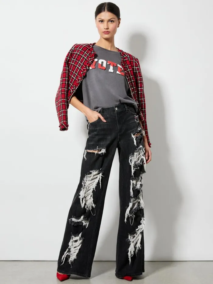 Tops Women Alice Olivia AO X I AM A VOTER EVAN OVERSIZED TEE United