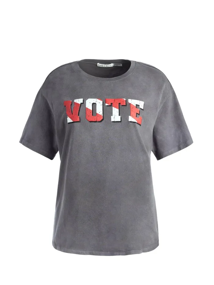 Tops Women Alice Olivia AO X I AM A VOTER EVAN OVERSIZED TEE United