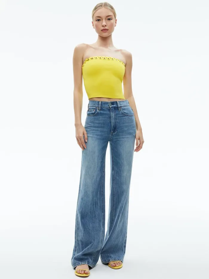 Tops Women Alice Olivia ALISON GROMMETS TUBE TOP Camel