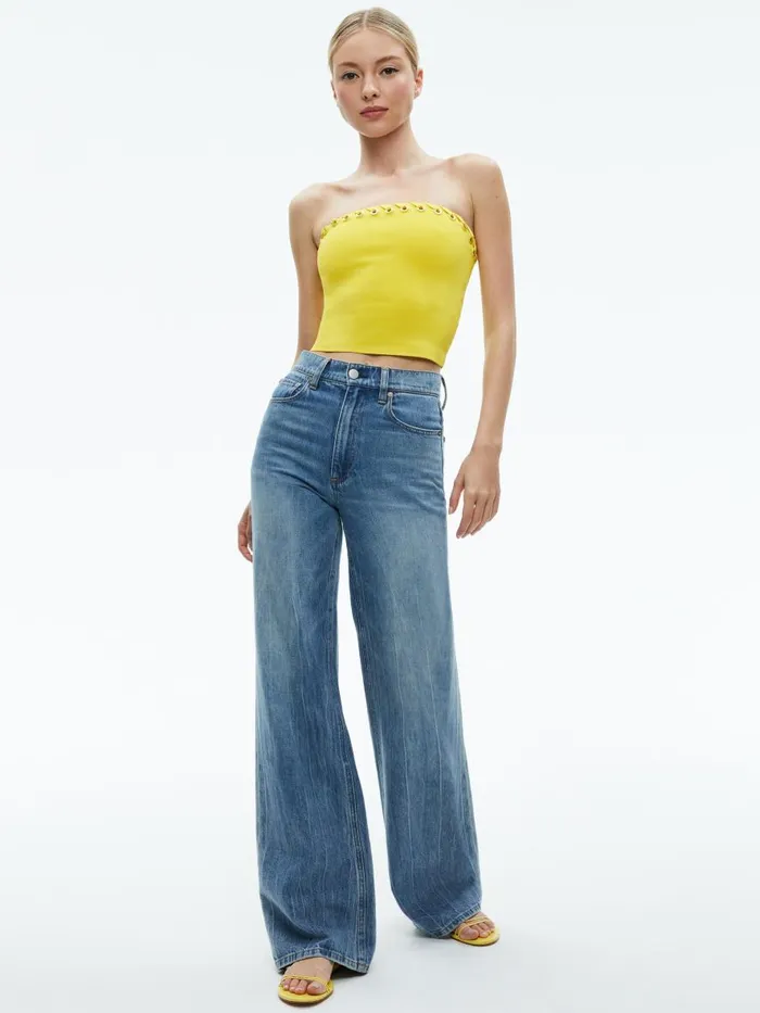 Tops Women Alice Olivia ALISON GROMMETS TUBE TOP Camel