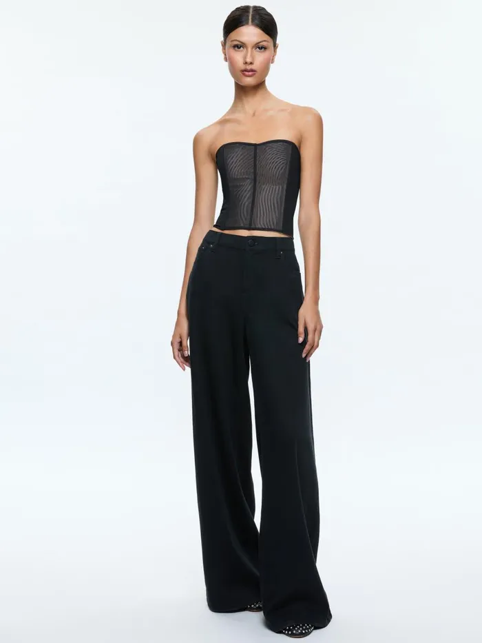 Tops Women Alice Olivia AVELINE BUSTIER TOP Black