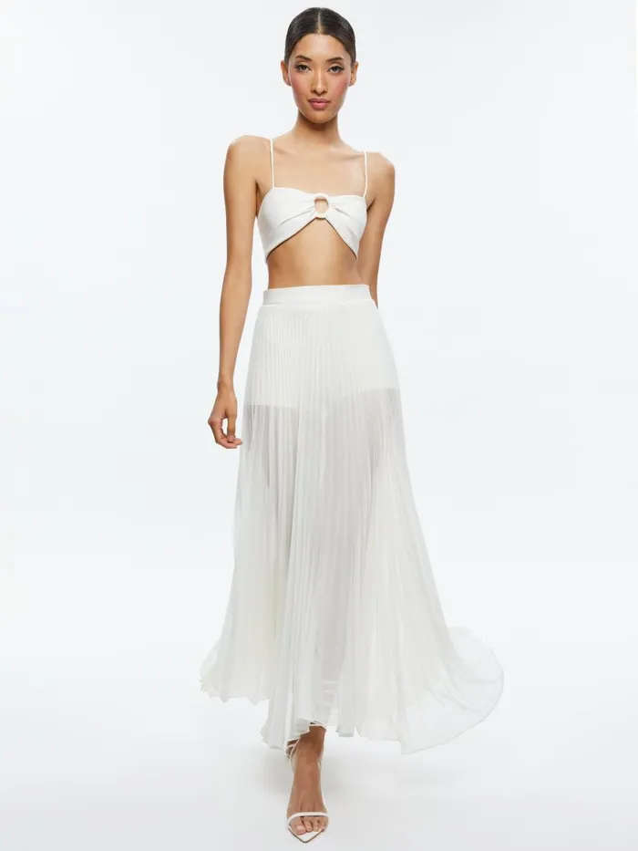 Tops Women Alice Olivia ESSIE VEGAN LEATHER BRA TOP Off White