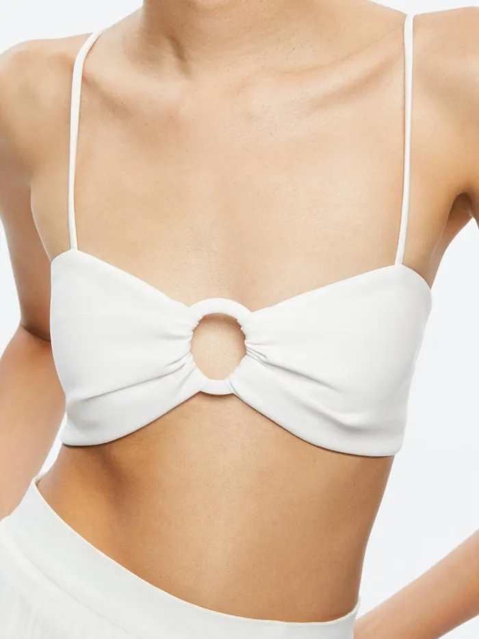 Tops Women Alice Olivia ESSIE VEGAN LEATHER BRA TOP Off White