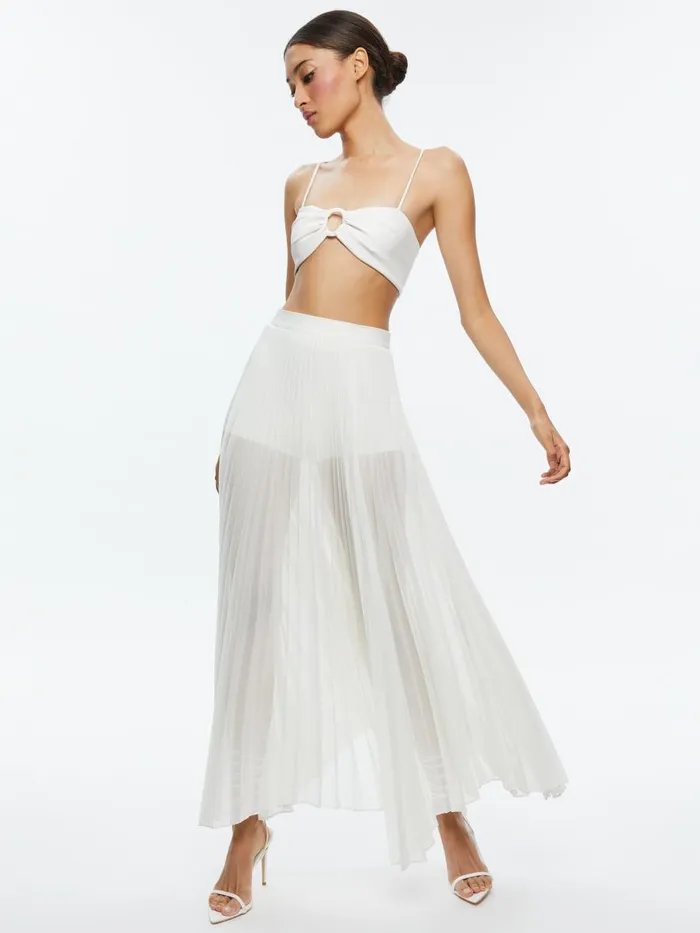 Tops Women Alice Olivia ESSIE VEGAN LEATHER BRA TOP Off White