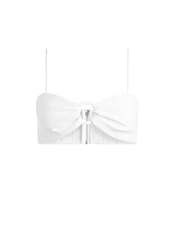 Tops Women Alice Olivia ESSIE VEGAN LEATHER BRA TOP Off White